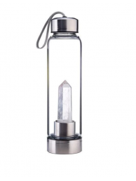 Garrafa com Cristal Quartzo Branco/Transparente - Elixir de Cristais